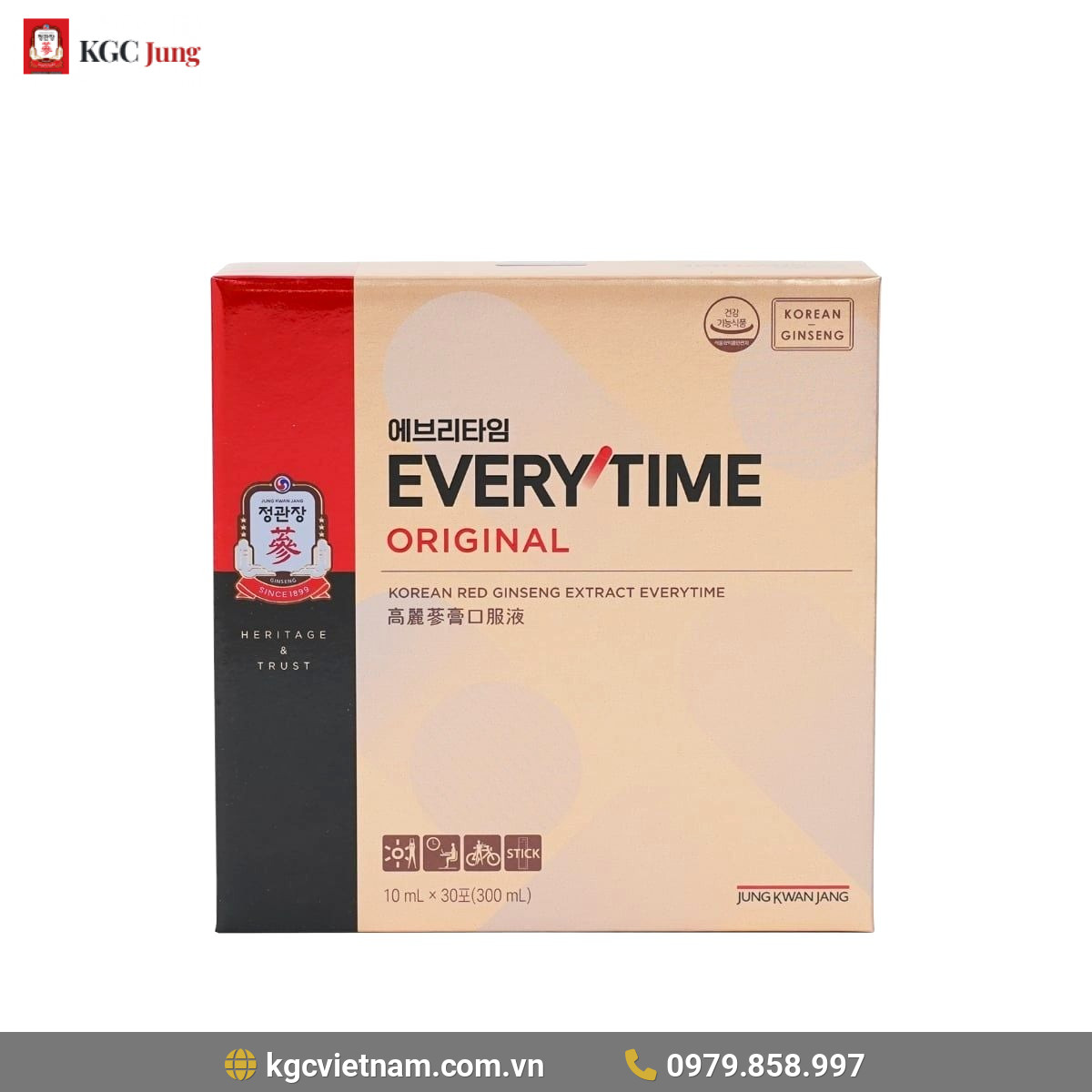 Nước Hồng Sâm KGC Korean Red Ginseng Extract Everytime Original Jung Kwan Jang 30 gói