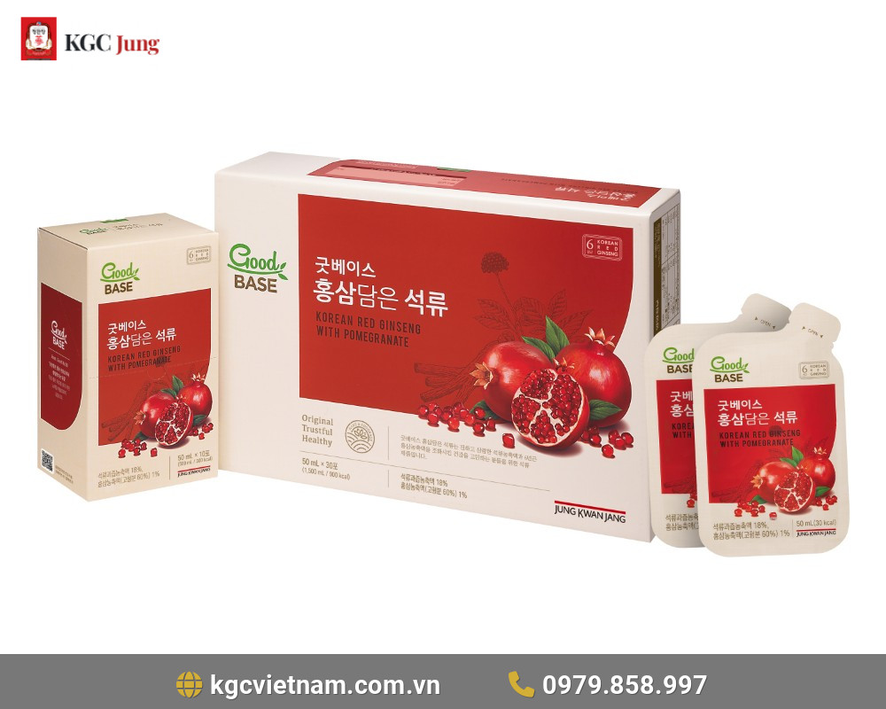 Nước Hồng Sâm Lựu Đỏ Good Base KGC Korean Red Ginseng With Pomegranate Jung Kwan Jang 30 gói