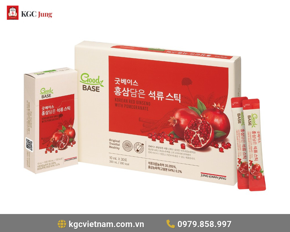 Nước hồng sâm Lựu Đỏ KGC Good Base Korean Red Ginseng With Pomegranate 30 gói